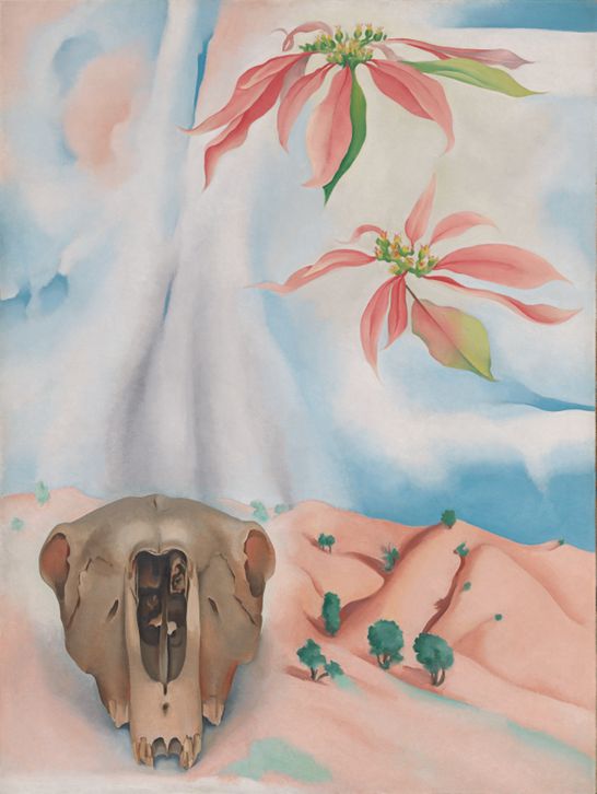 Mule's Skull with Pink Poinsettia, 1936 | Georgia O'Keeffe Museum