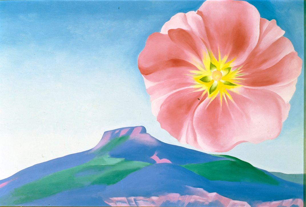 Hollyhock Pink with the Pedernal, 1937 | The Georgia O'Keeffe Museum